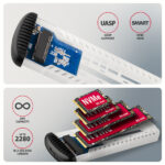 AXAGON USB-C 10Gbps M.2 NVMe SSD korpuss, bezskrūvēm, RIBOTS alumīnijs | EEM2-SC - Image 8